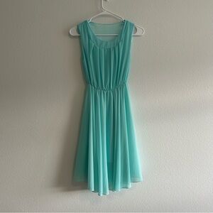 Elegant Silky Aqua Baby Blue Sleeveless Dress